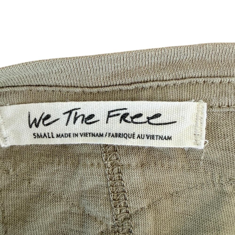 We The Free Oversized Tee Short Sleeve Khaki Green Womens M Rolled Hem Boho - Picture 6 of 10
